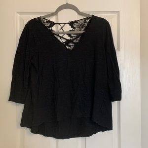 Entro black lace back top, size medium